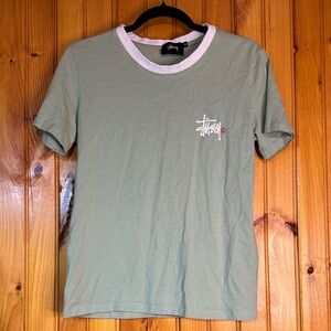 Stussy Sage Green Ringer Tee